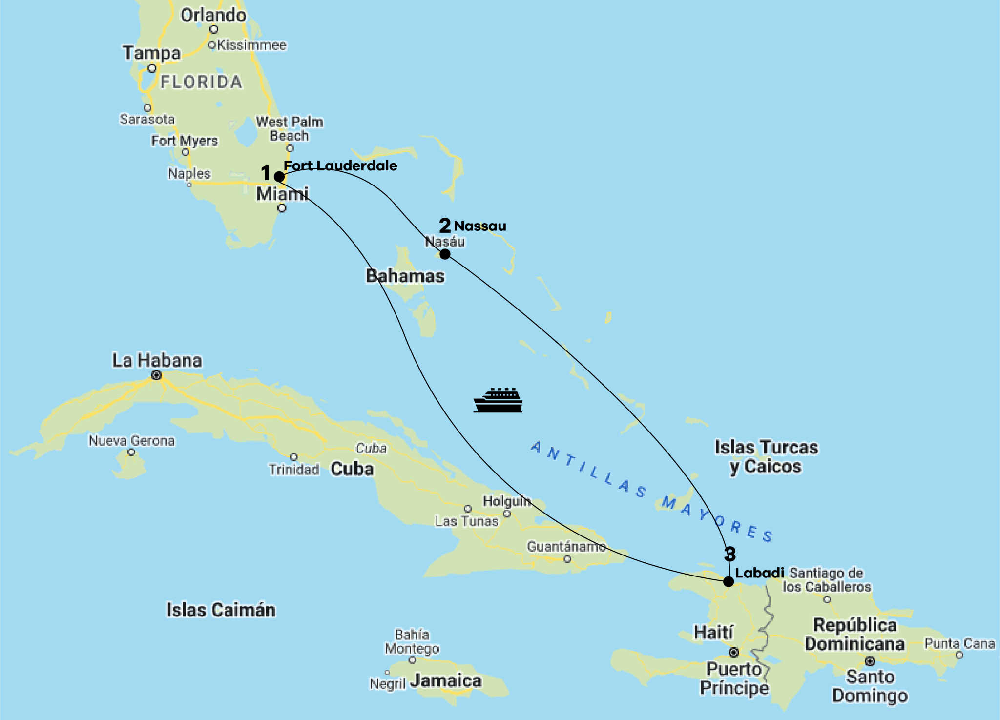 Mapa Recorrido Crucero Bahamas - Freedom of the Seas