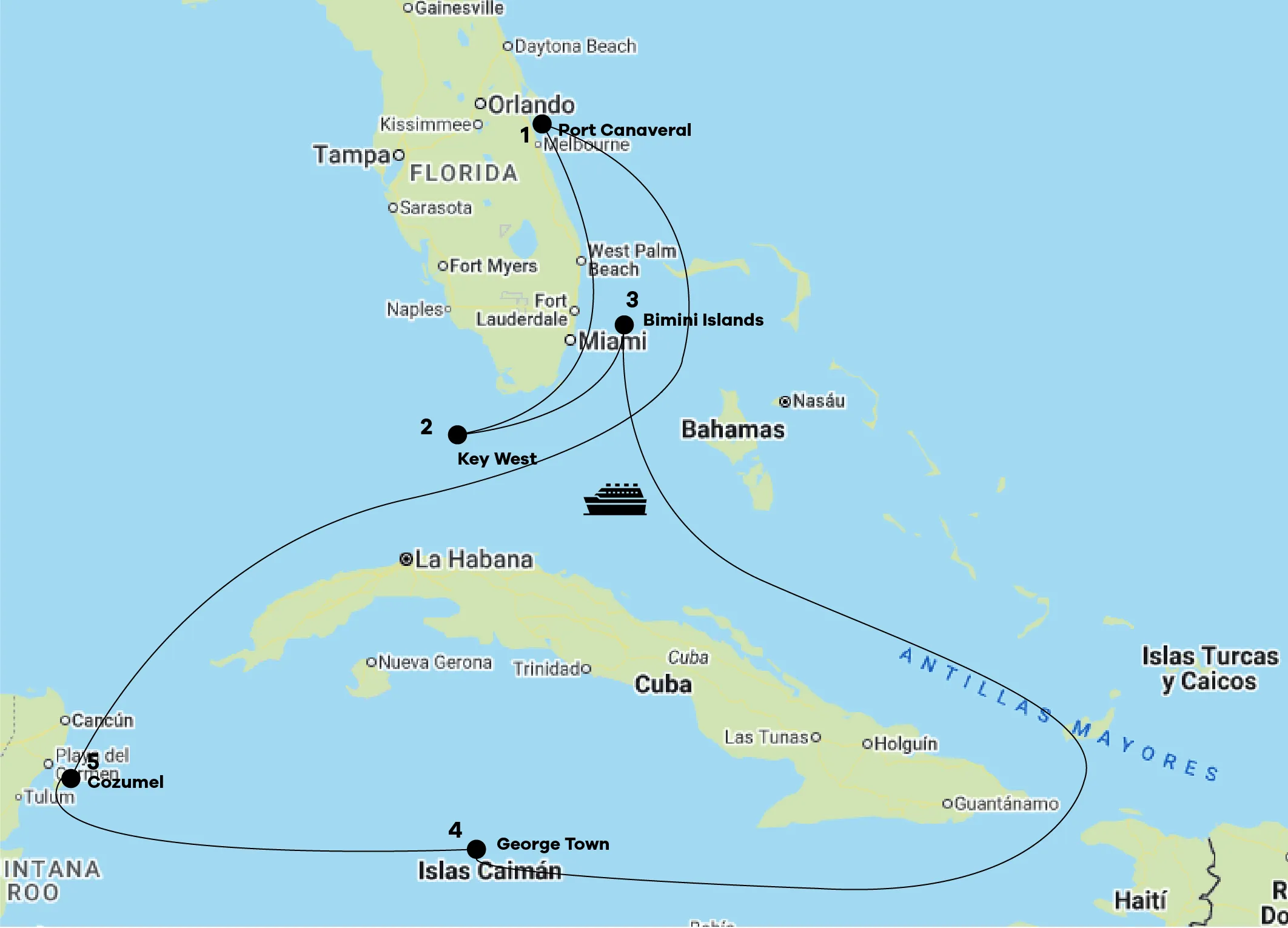 Mapa recorrido Crucero Celebrity Apex