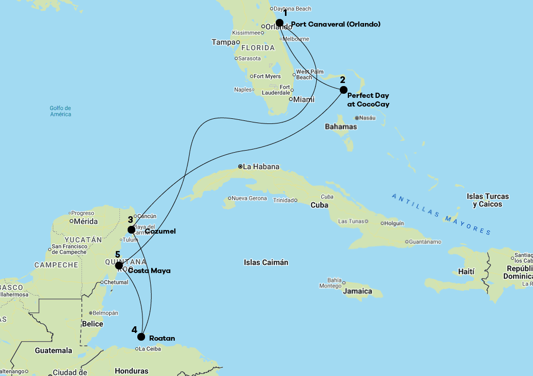 Mapa Recorrido Cruceros Caribe Peste Star of the Seas