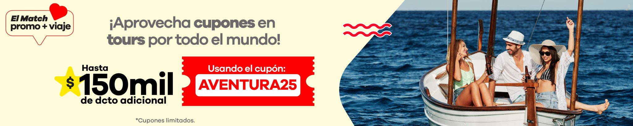 cupón de $150mil para tours y actividades