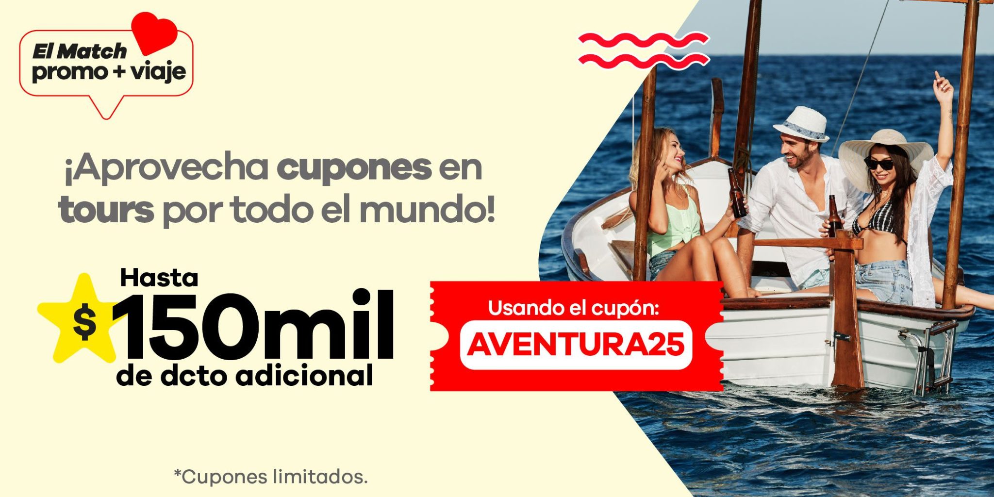 cupón de $150mil para tours y actividades