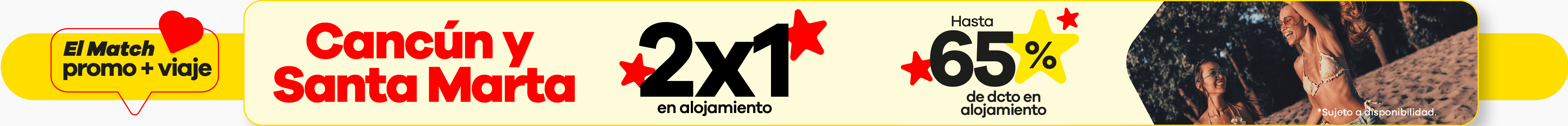 2x1 Santa Marta y Cancún, hasta 65% de dcto en hoteles