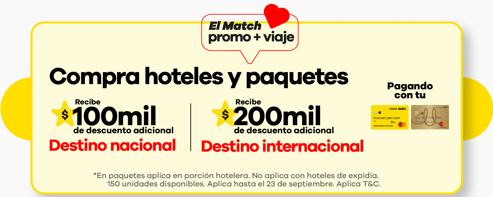 Compra hoteles y paquetes y recibe $100mil en destinos nacionales y $200mil en destinos internacionales pagando con tarjetas Tuya