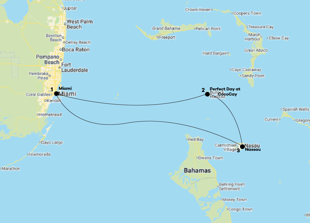 Mapa Recorrido Bahamas - Wonder Of The Seas