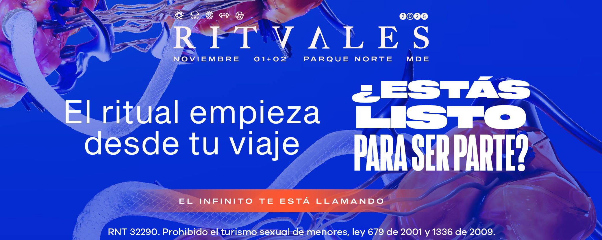 Vive RITVALES 2025 en Medellín, 1 y 2 de noviembre en Parque Norte. Música, cultura y viajes. ¡Compra tus entradas y organiza tu viaje ahora!