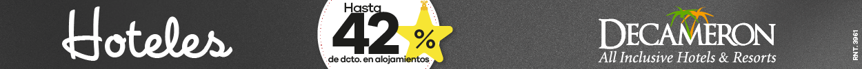 Banner de hoteles Decameron con descuentos hasta 45% en alojamientos por Black Friday Viajes 2025.