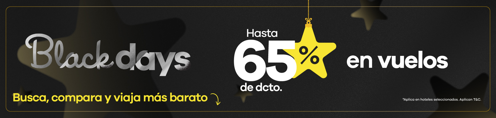 Black Days con promoción de hasta 65% de descuento en vuelos