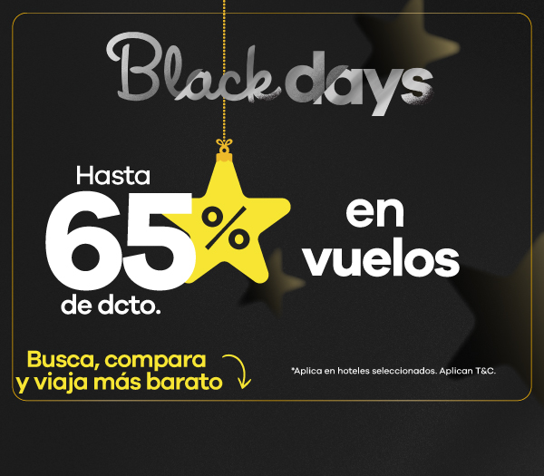 Black Days con promoción de hasta 65% de descuento en vuelos