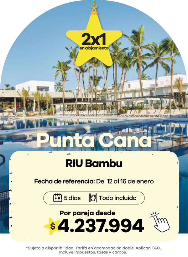 oferta del Hotel RIU Bambu en Punta Cana con promoción 2x1 en alojamiento y plan todo incluido