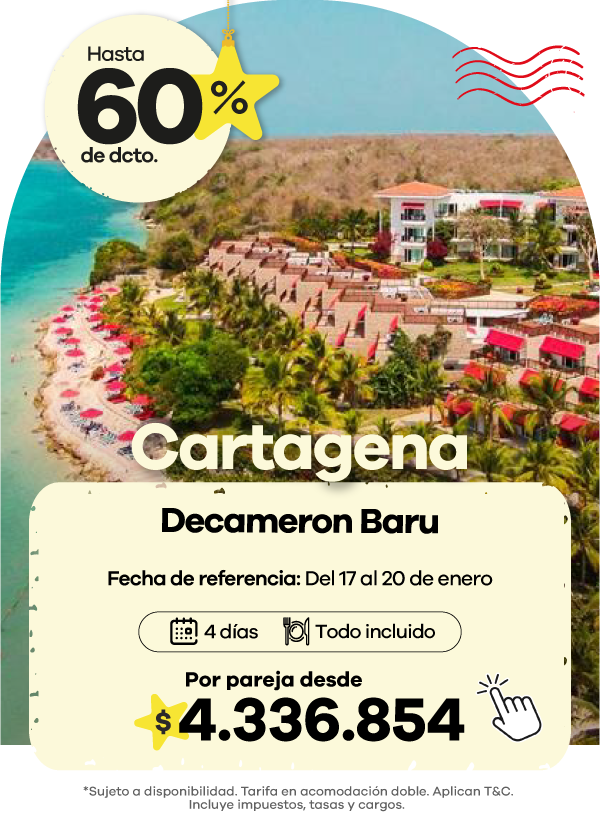 oferta en Cartagena del Hotel Decameron Barú con hasta 60% de descuento en plan todo incluido