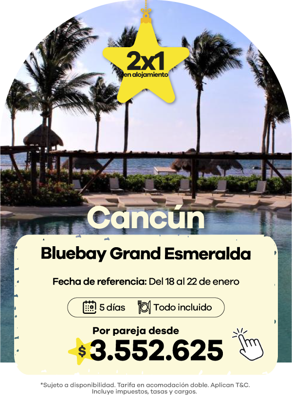 oferta en Cancún del Hotel BlueBay Grand Esmeralda con promoción 2x1 en alojamiento y plan todo incluido