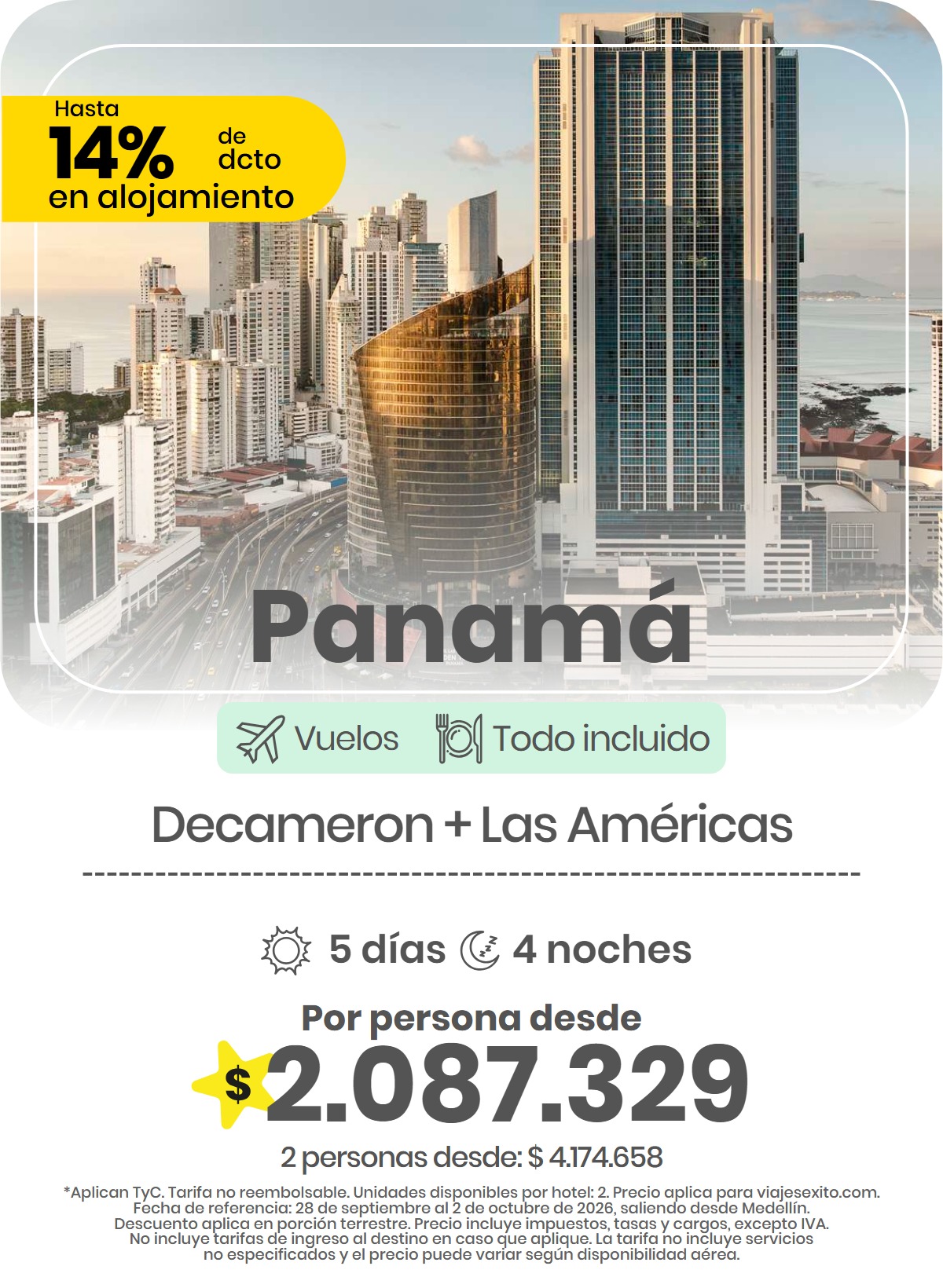 Paquete a Panamá: Decameron + Las Américas