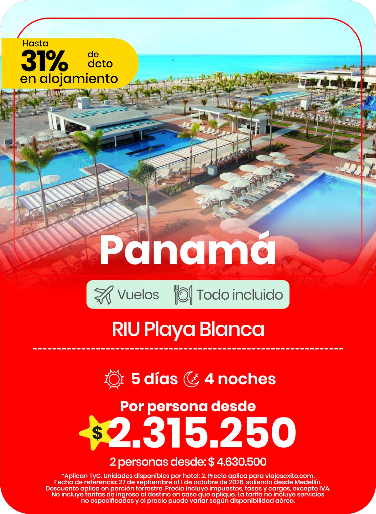 Paquete a Panamá: RIU Playa Blanca