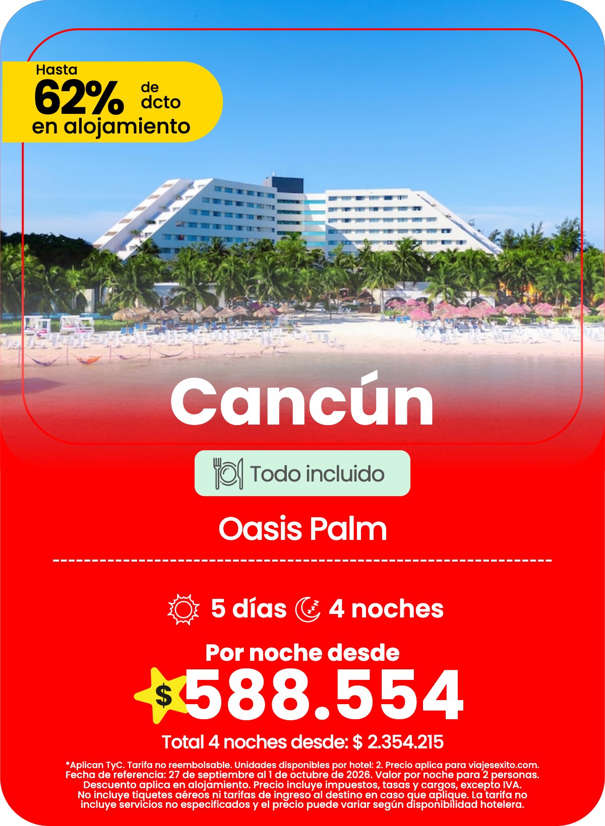 Hotel en Cancún: Oasis Palm