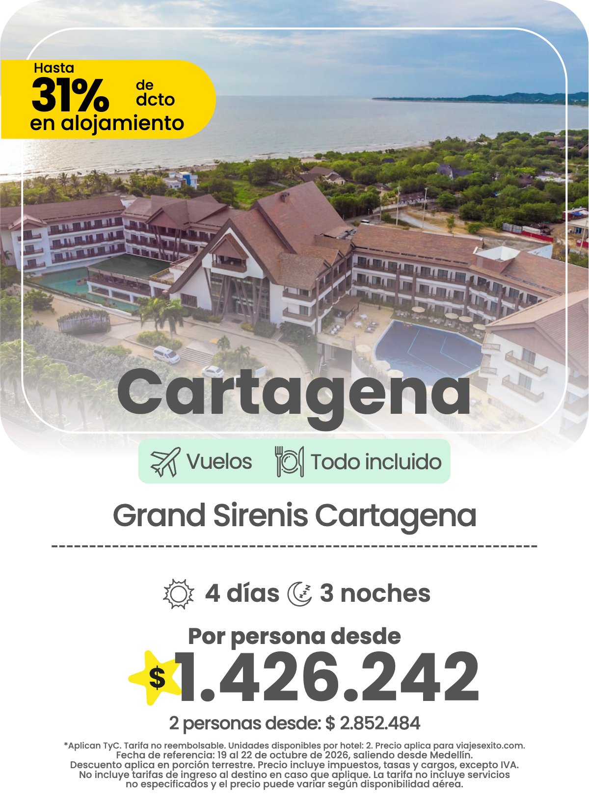 Paquete a Cartagena: Grand Sirenis Cartagena