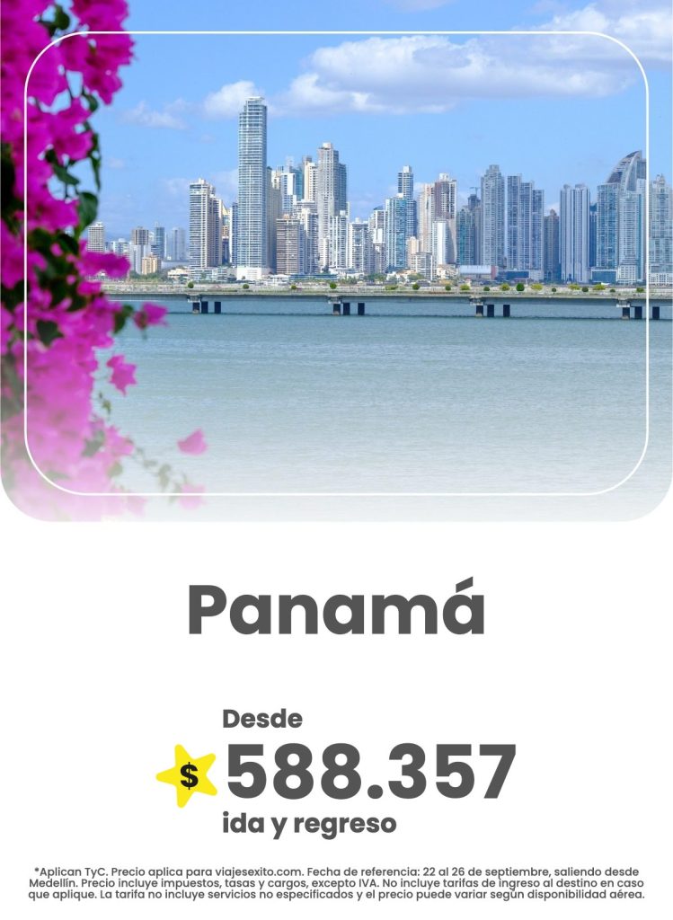 Vuelo ida y regreso de Medellín a Panamá, 22 al 26 de septiembre de 2026