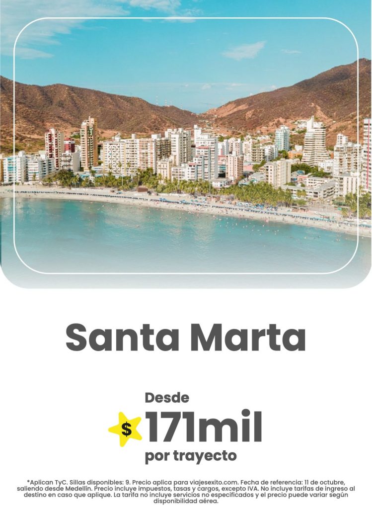 Vuelo solo ida de Medellín a Santa Marta, 11 de octubre de 2026