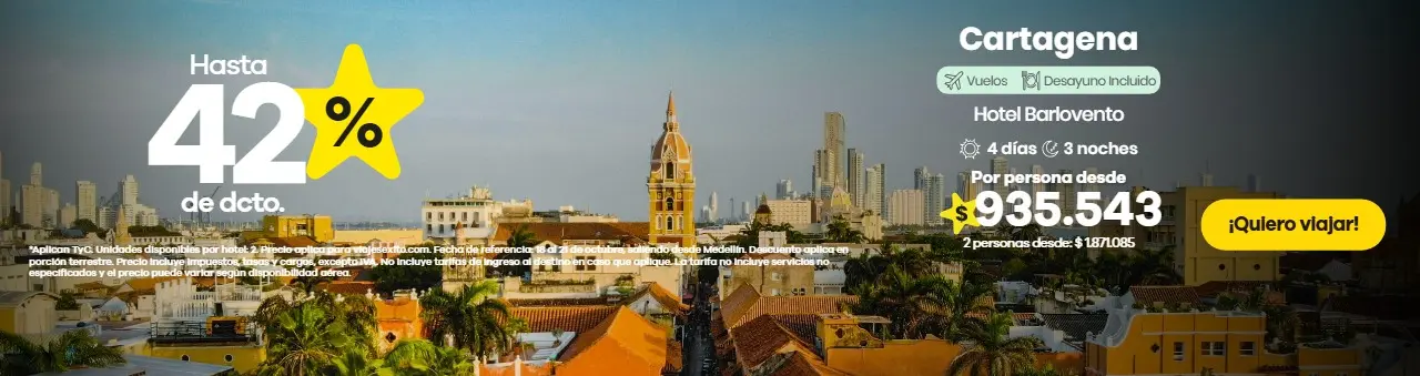 Paquete a Cartagena: Hotel Barlovento con desayuno, hasta 42% de descuento en alojamiento