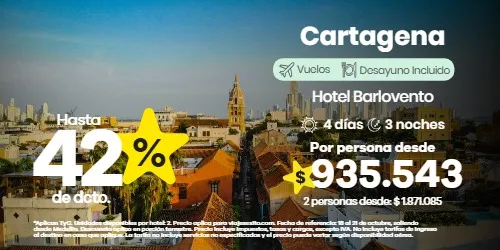 Paquete a Cartagena: Hotel Barlovento con desayuno, hasta 42% de descuento en alojamiento