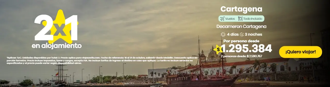 Paquete a Cartagena: Decameron Cartagena todo incluido, 2x1 en alojamiento