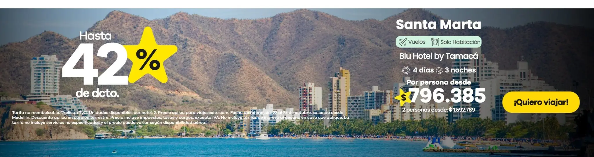Paquete a Santa Marta: Blu Hotel by Tamaca, hasta 20% de descuento en alojamiento
