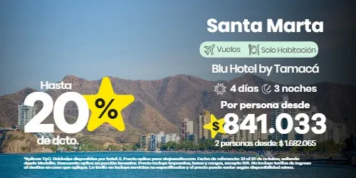 Paquete a Santa Marta: Blu Hotel by Tamaca, hasta 20% de descuento en alojamiento