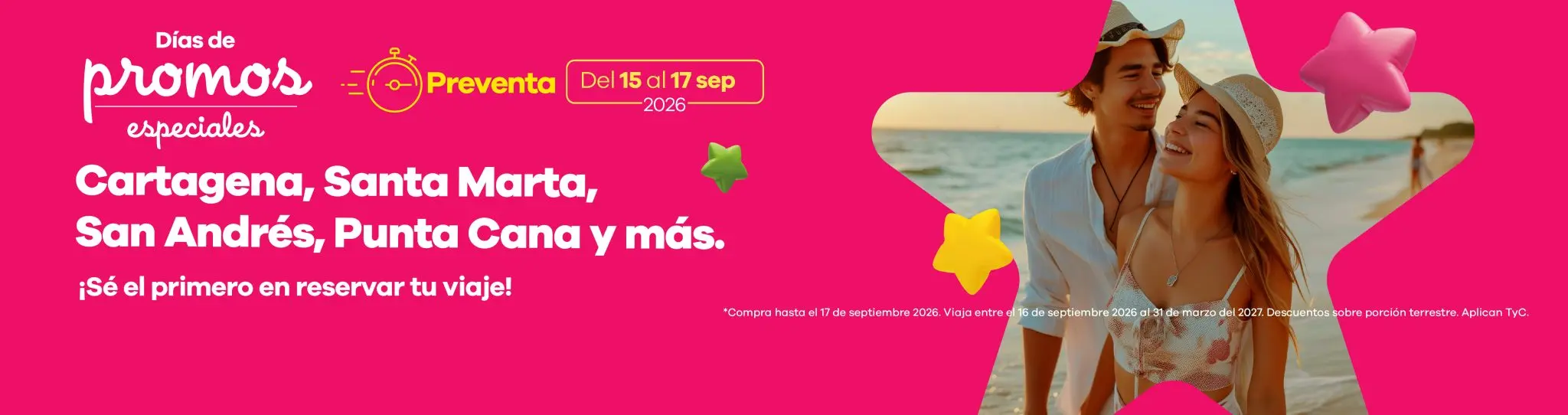 Banner principal de la sección Inicio de Viajes Éxito