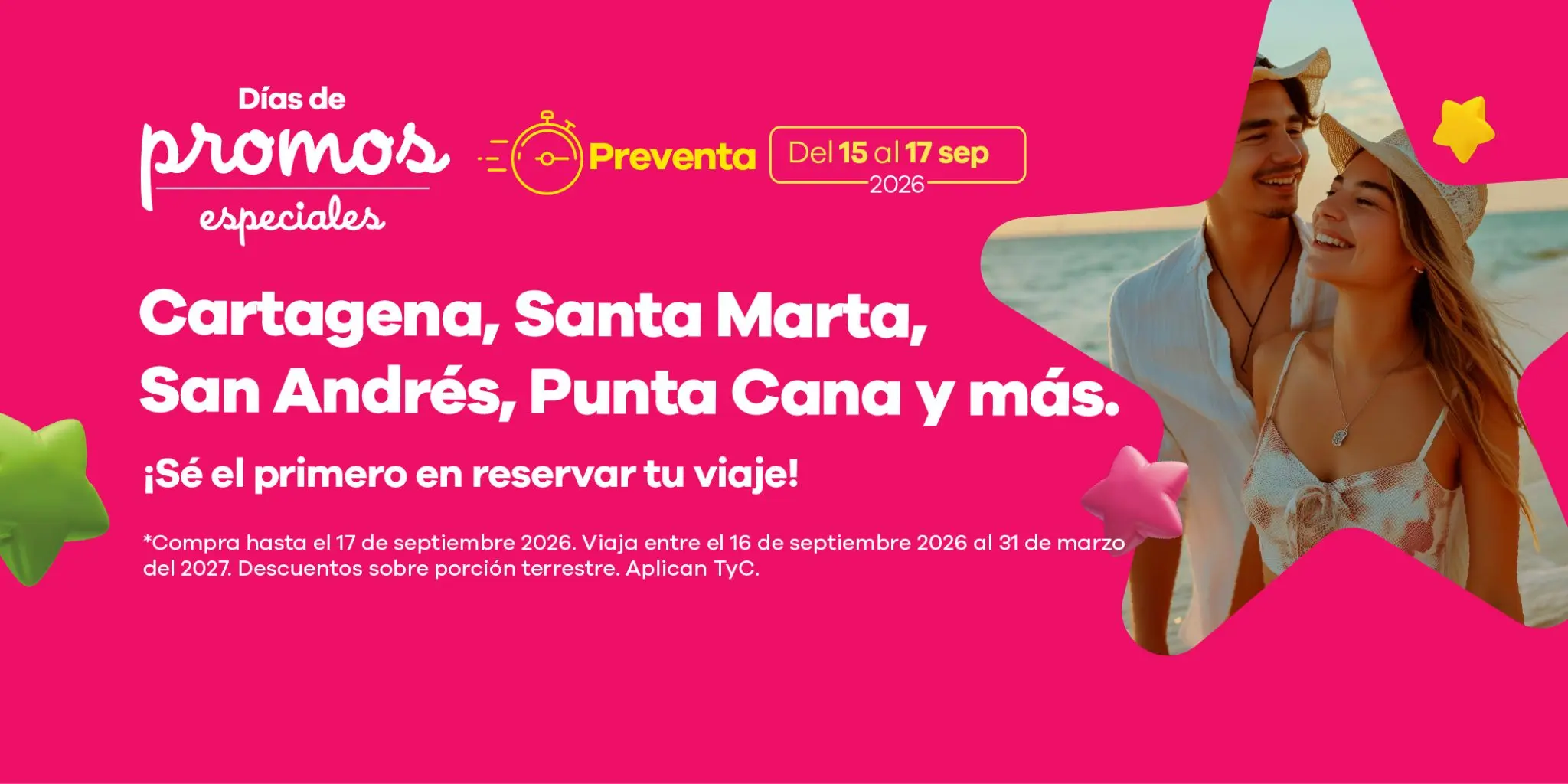 Banner principal de la sección Inicio de Viajes Éxito (versión móvil)