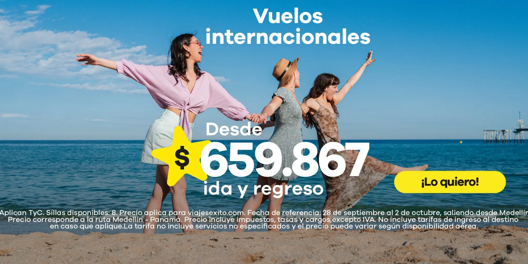 Banner principal de la sección Vuelos de Viajes Éxito (versión móvil)