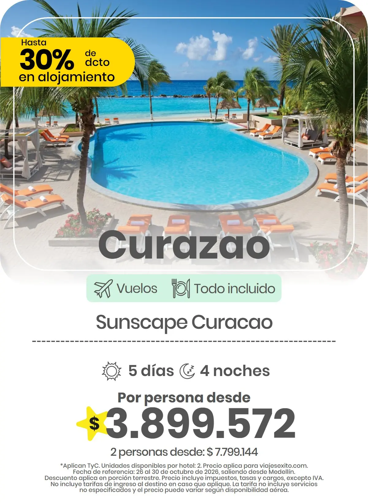 Paquete a Curazao: Sunscape Curacao, todo incluido, 5 días y 4 noches con vuelos, por persona desde $3.899.572.