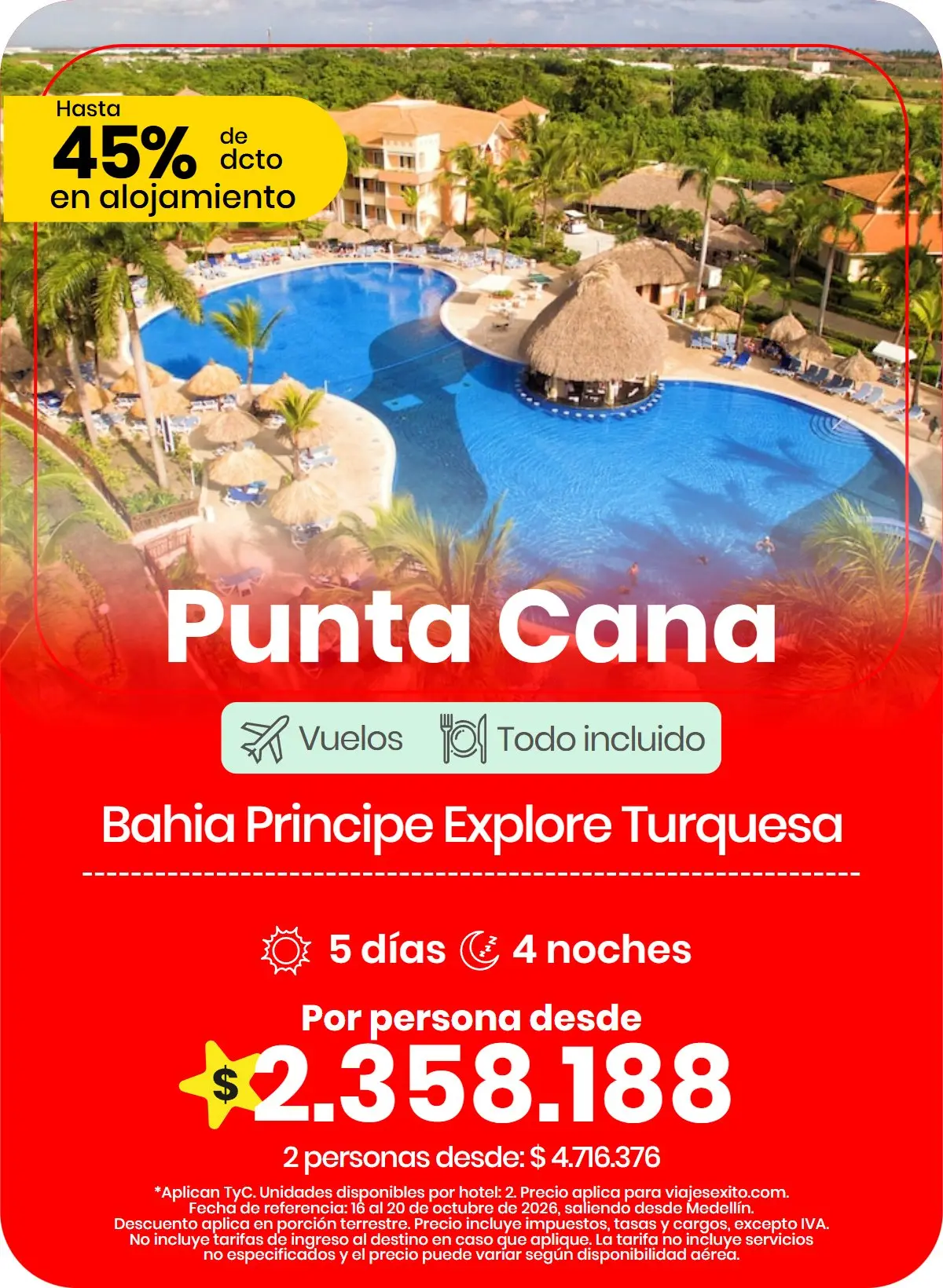 Paquete a Punta Cana: Bahia Principe Explore Turquesa, todo incluido, 5 días y 4 noches con vuelos desde Medellín, por persona desde $2.456.753.