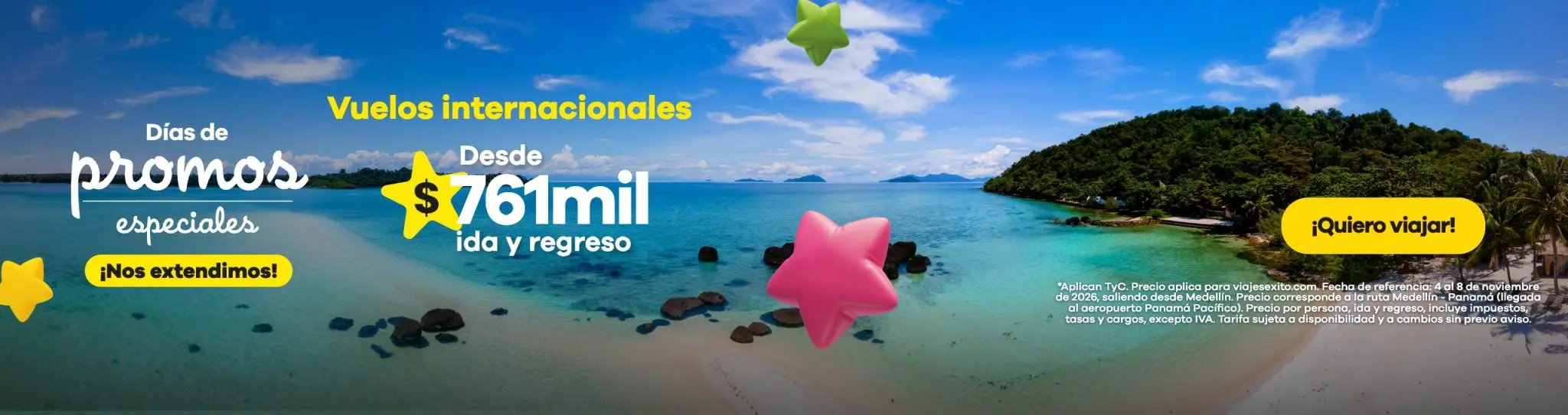 Días de promos especiales: vuelo Medellín – Panamá directo, del 4 al 8 de noviembre de 2026, por persona desde $760.280 ida y regreso.