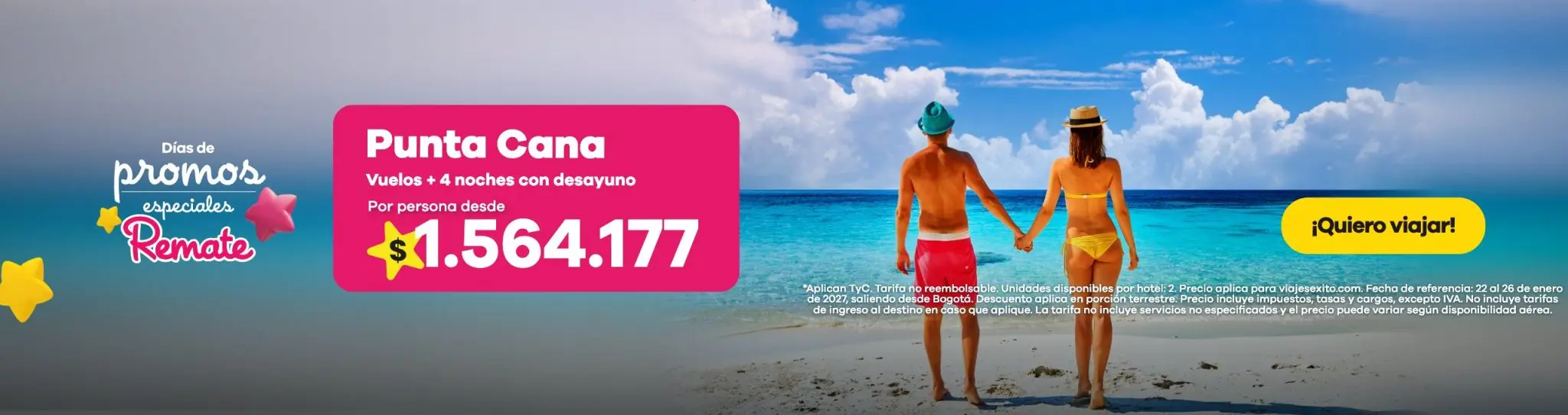 Días de promos especiales: paquete a Punta Cana con desayuno incluido, vuelos y 4 noches en Hotel El Imperio Punta Cana, por persona desde $1.564.177.