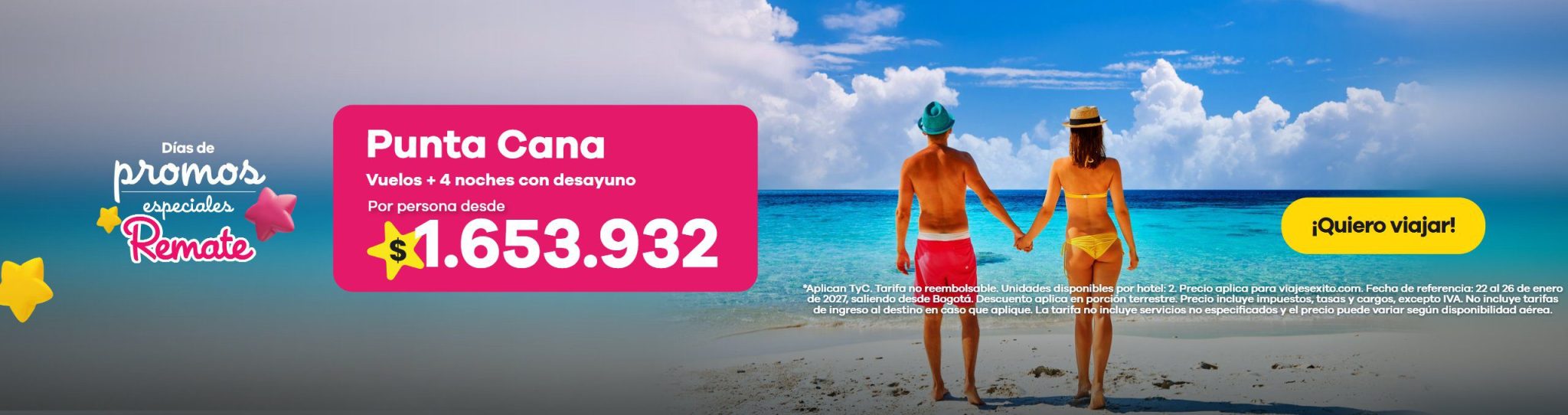 Días de promos especiales: paquete a Punta Cana con desayuno incluido, vuelos y 4 noches en Hotel El Imperio Punta Cana, por persona desde $1.653.932.