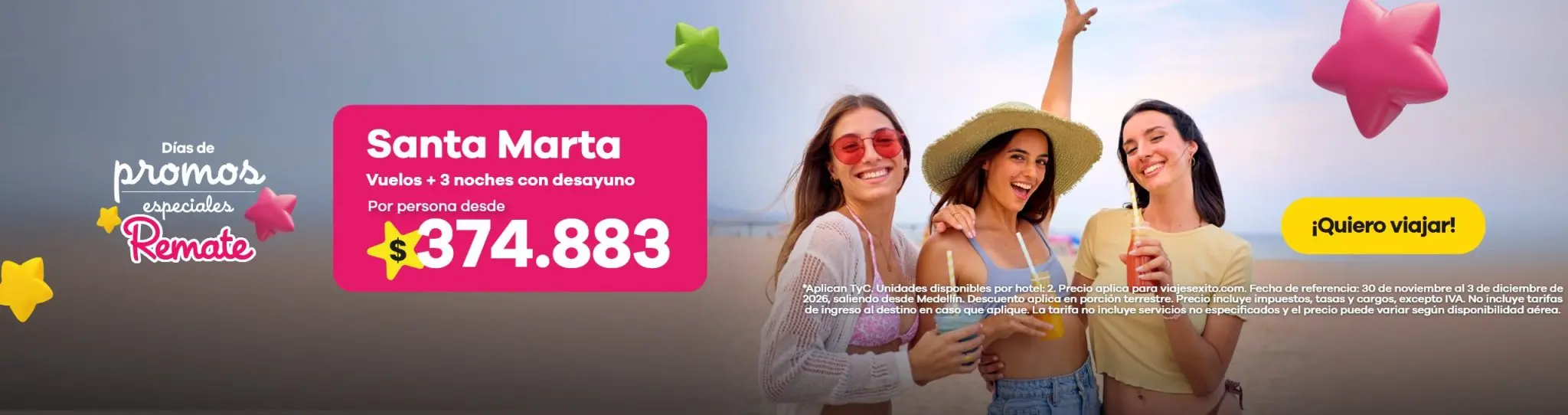 Días de promos especiales: paquete a Santa Marta con desayuno incluido, vuelos y 3 noches en Mirador Puerto Alto, por persona desde $374.883.