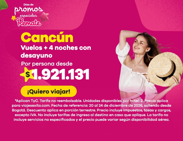 Días de promos especiales: paquete a Cancún con desayuno incluido, vuelos y 4 noches en Casa Kaoba Hotel & Suites, por persona desde $1.921.131. (versión móvil)