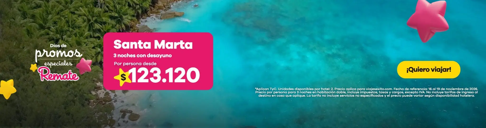 Días de promos especiales: Santa Marta con desayuno incluido, 3 noches en Mirador Puerto Alto, por persona desde $123.120.