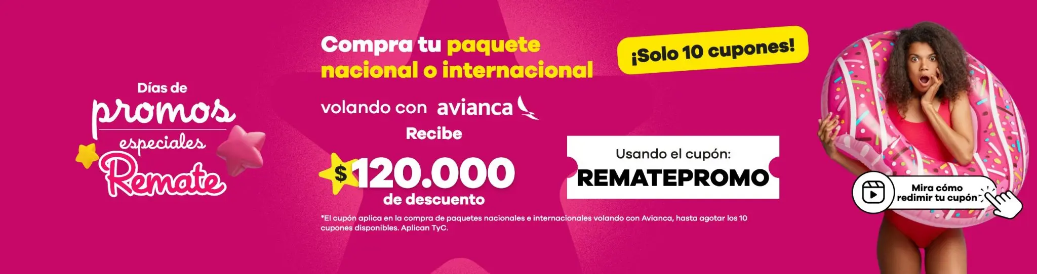 Cupón Remate: usa el código REMATEPROMO, hasta agotar los 10 cupones disponibles.