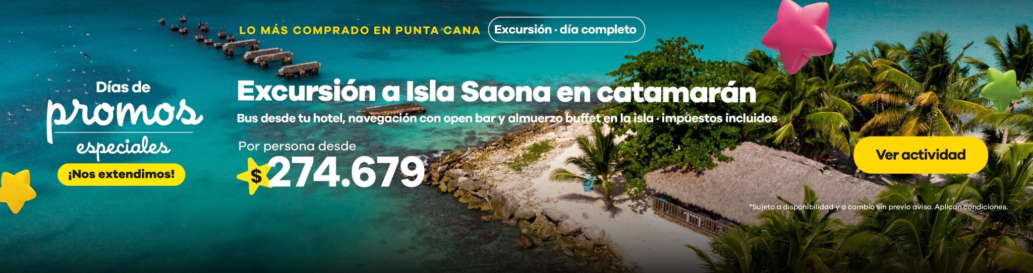 ¡Nos extendimos! Banner principal de la sección Actividades de Viajes Éxito