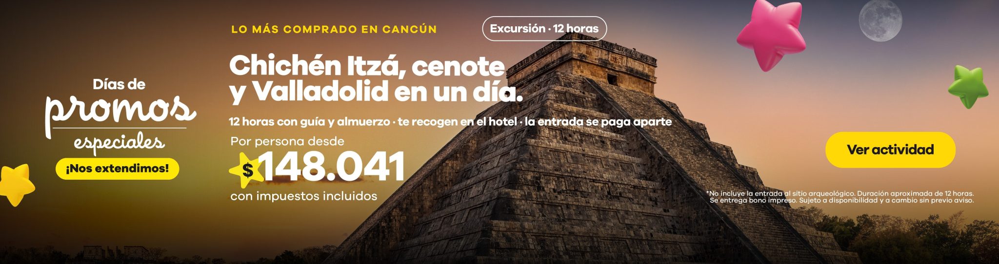 ¡Nos extendimos! Banner principal de la sección Actividades de Viajes Éxito