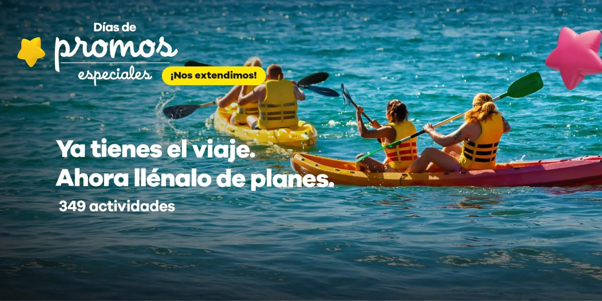 ¡Nos extendimos! Banner principal de la sección Actividades de Viajes Éxito (versión móvil)
