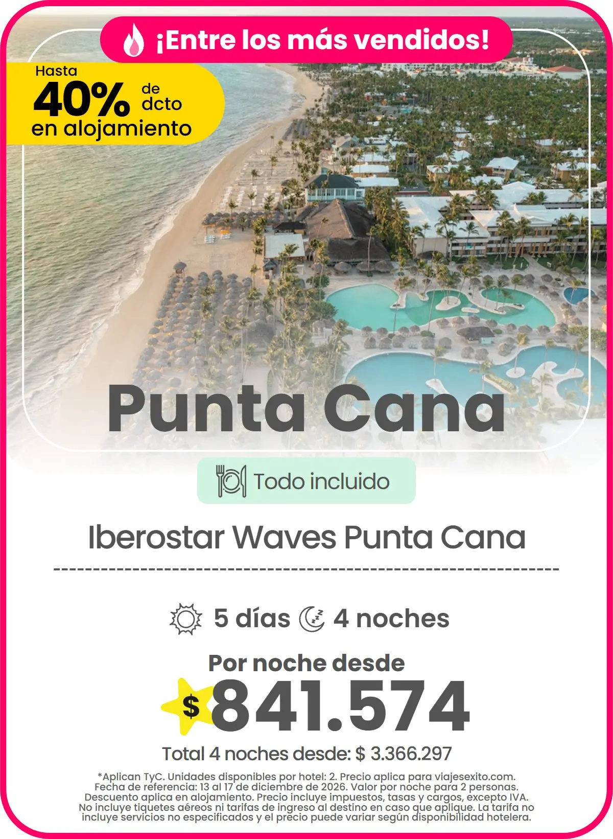 Hotel en Punta Cana: Iberostar Waves Punta Cana, todo incluido, hasta 40% de descuento en alojamiento, 5 días y 4 noches, por noche desde $841.574.