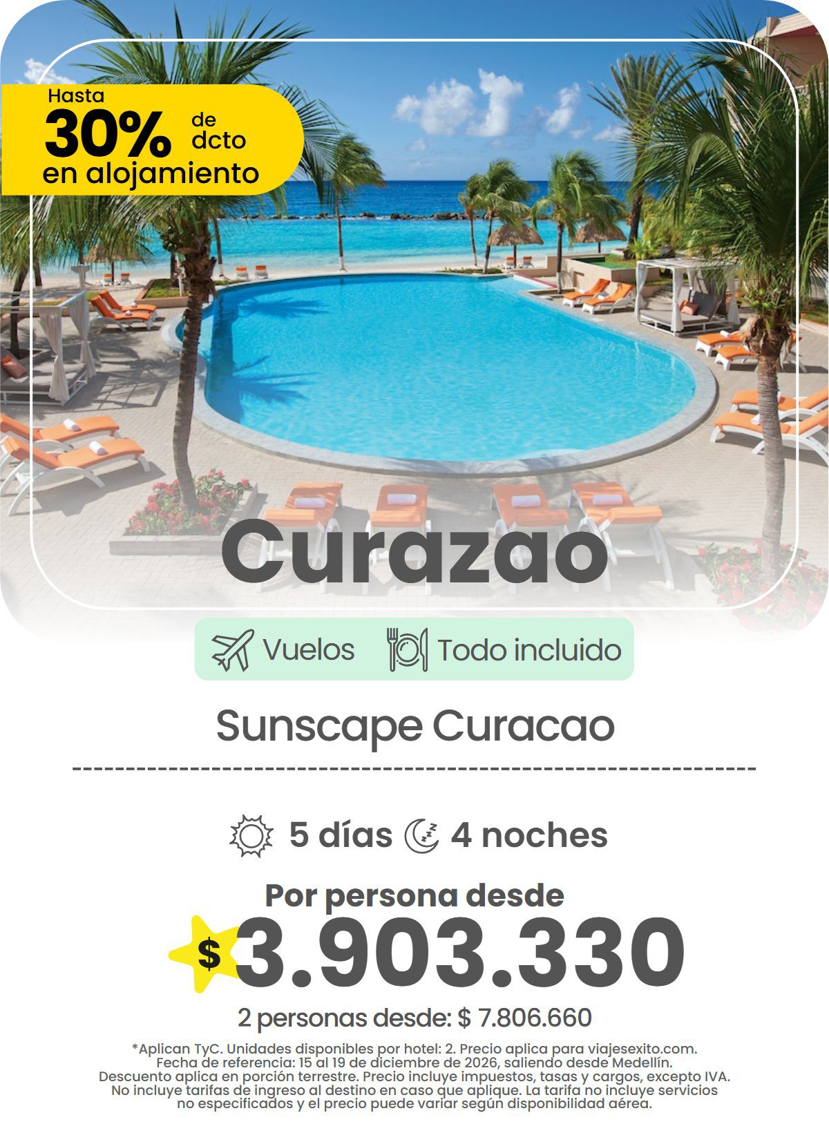 Paquete a Curazao: Sunscape Curacao, todo incluido, 5 días y 4 noches con vuelos, hasta 30% de descuento en alojamiento, por persona desde $3.903.330.