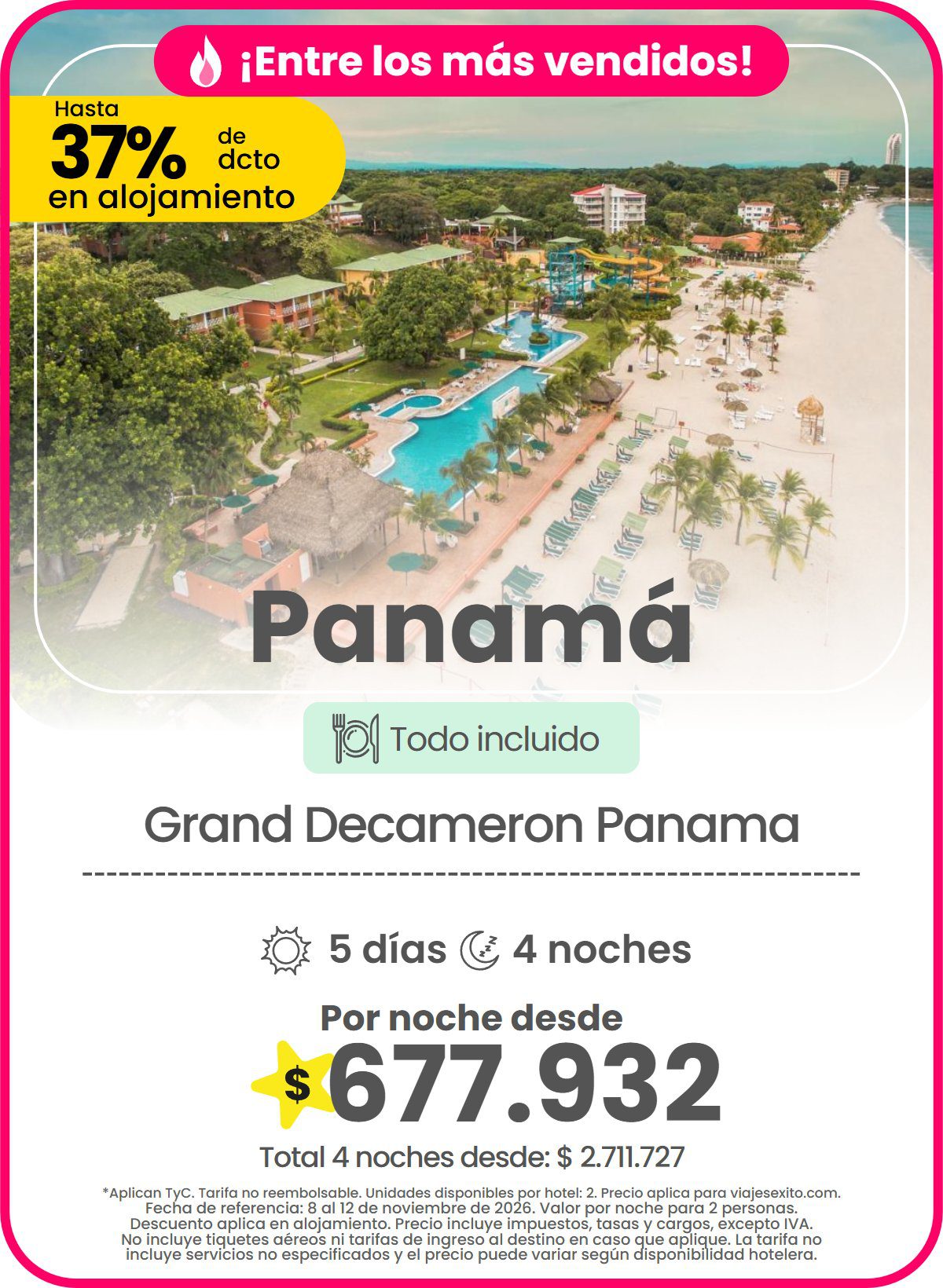 Hotel en Panamá: Grand Decameron Panama, todo incluido, hasta 37% de descuento en alojamiento, 5 días y 4 noches, por noche desde $677.932.