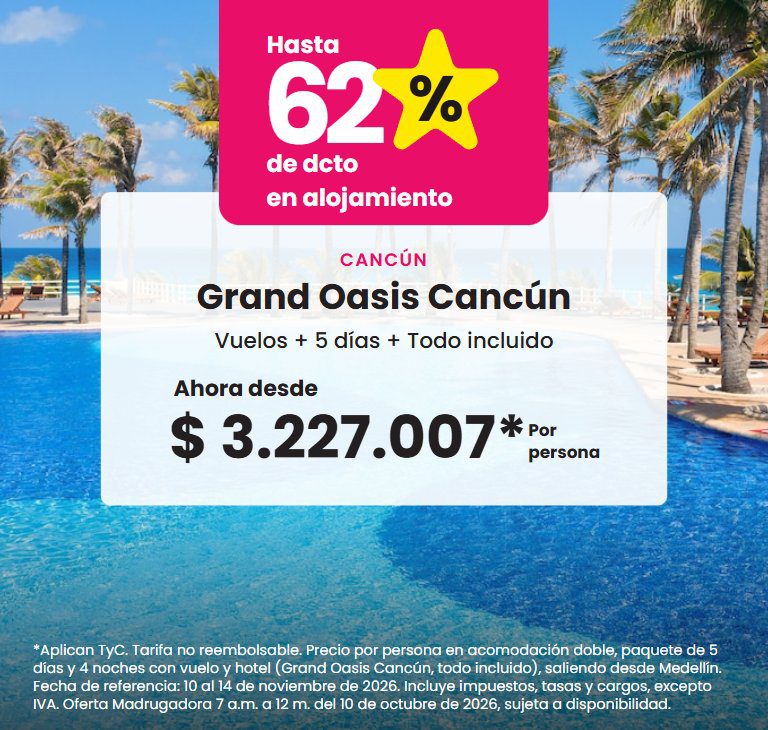 Grand Oasis Cancún, Cancún. Todo incluido, hasta 62 % de descuento en alojamiento. Ahora desde $3.227.007 por persona.