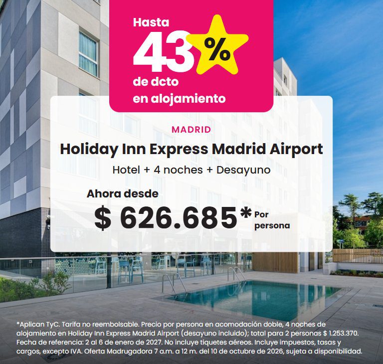 Holiday Inn Express Madrid Airport, Madrid. Hotel con desayuno incluido, hasta 43 % de descuento en alojamiento. Ahora desde $626.685 por persona.