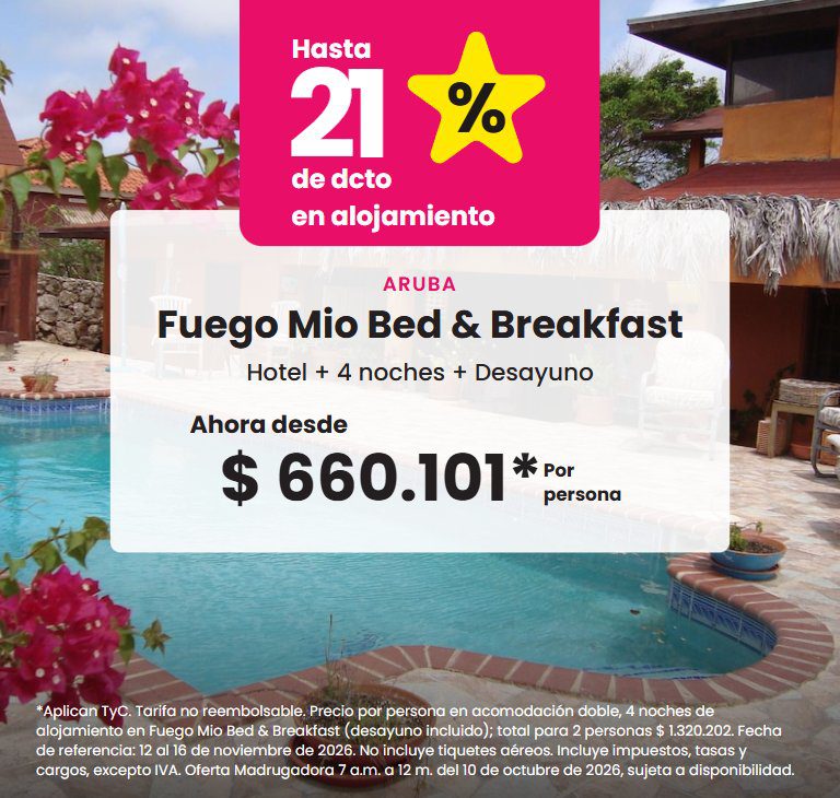 Fuego Mio Bed & Breakfast, Aruba. Hotel con desayuno incluido, hasta 21 % de descuento en alojamiento. Ahora desde $660.101 por persona.
