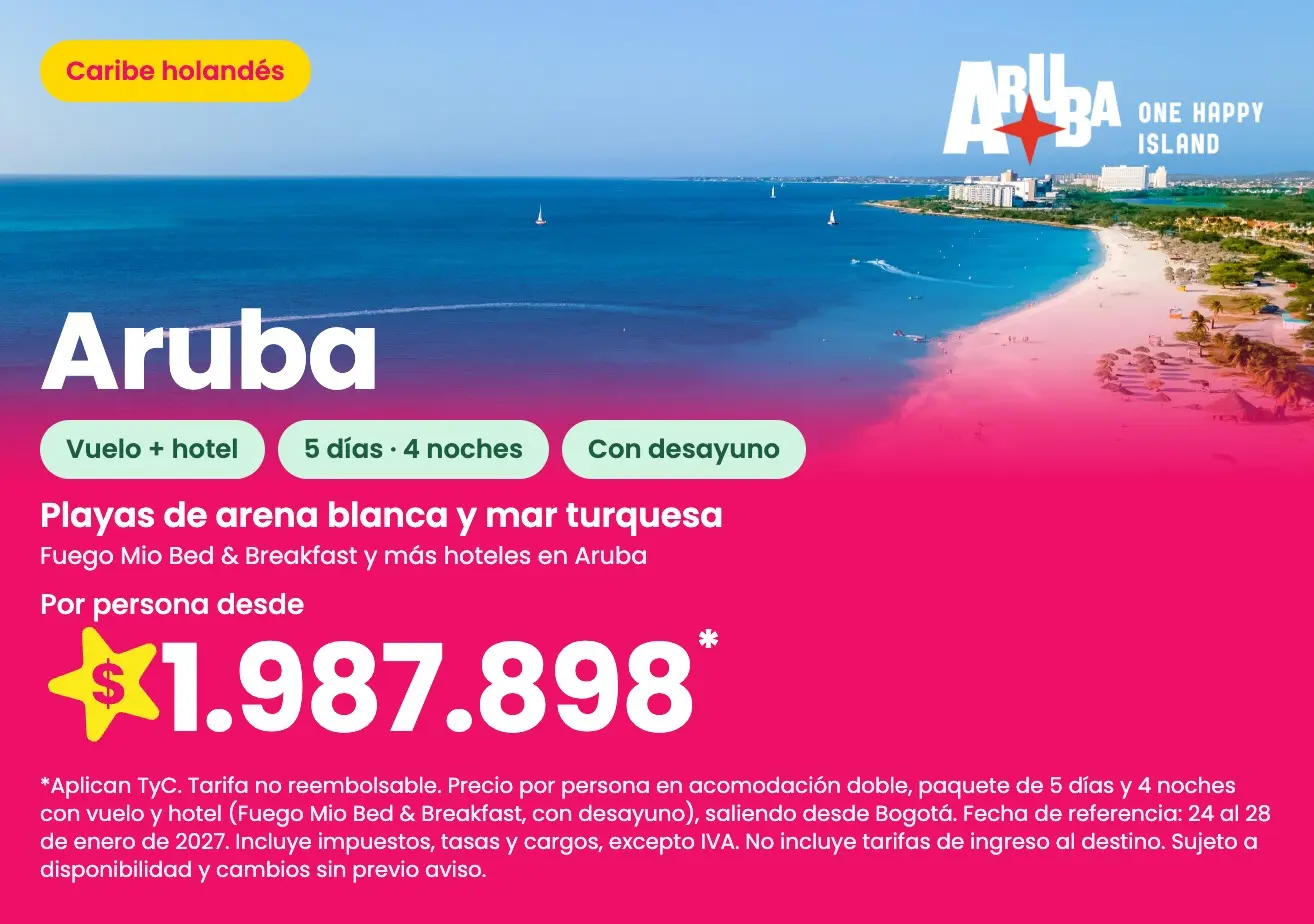 Paquete a Aruba: Fuego Mio Bed & Breakfast, 5 días y 4 noches con vuelo y desayuno, del 24 al 28 de enero de 2027, desde <img loading=