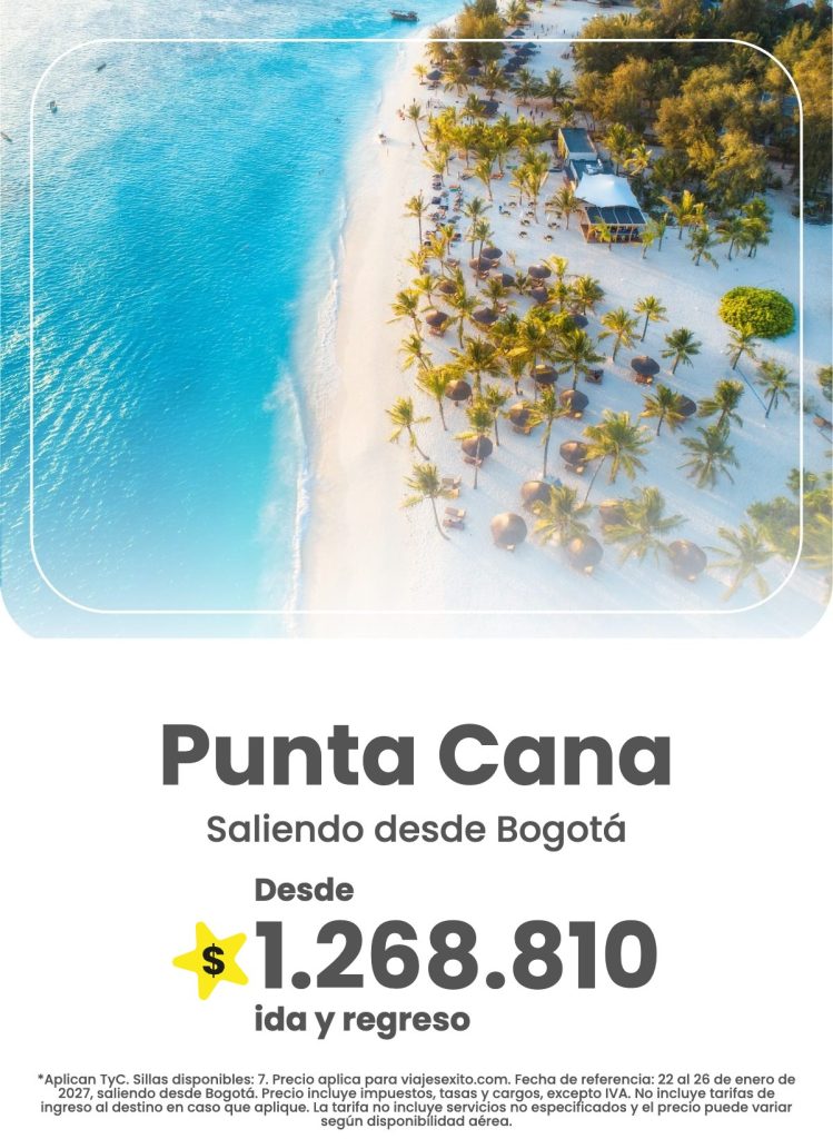 Viajes Éxito – Septiembre2026 vuelo bog puntacana 26oct