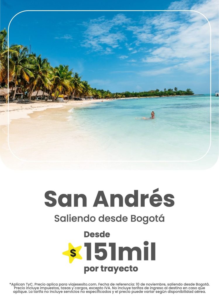 Viajes Éxito – Septiembre2026 vuelo bog sanandres 26oct